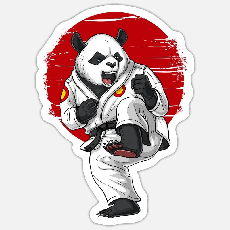 Karaté Panda Bear - Sticker taille S (10 x 10 cm) - blanc mat
