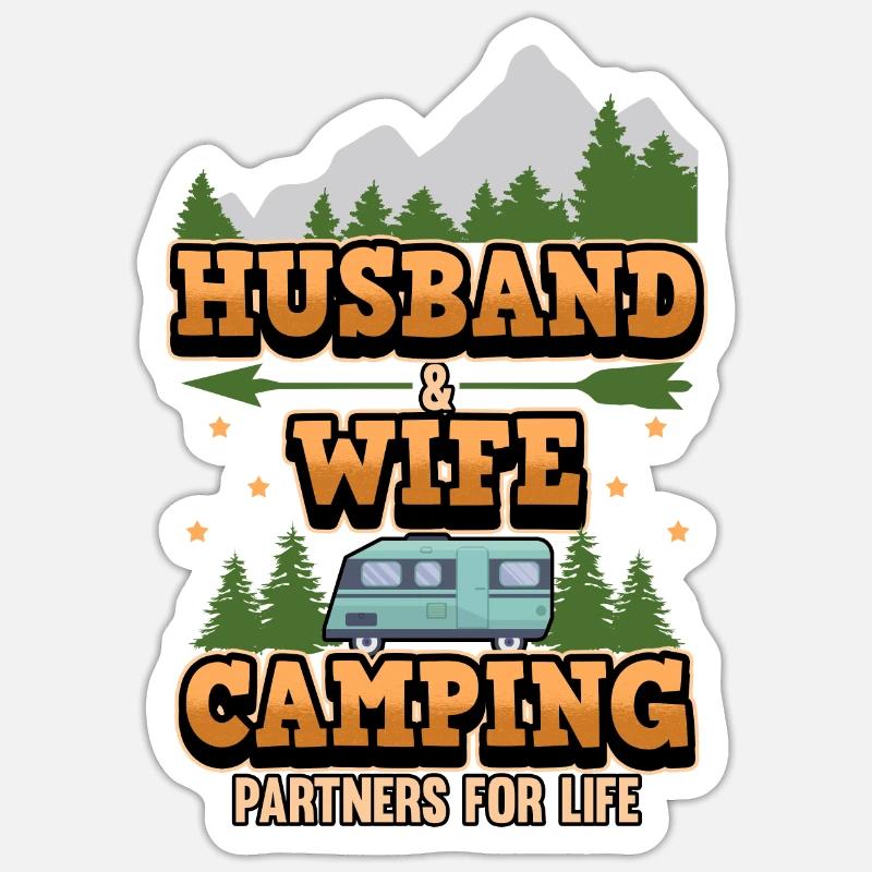 Camping Ehemann Ehefrau Spruch Zelten Geschenk Sticker Größe S (10 x 10 cm)
