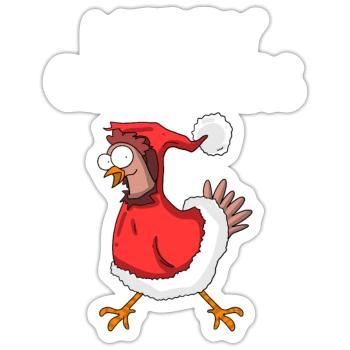 Poulet de Noël Joyeux Noël - Sticker taille S (10 x 10 cm) - blanc mat - Devant