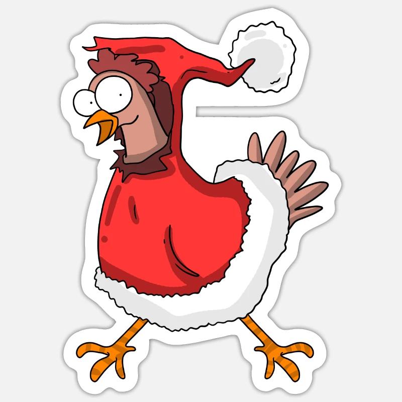 Weihnachtshuhn - Sticker Größe S (10 x 10 cm) - Mattweiß