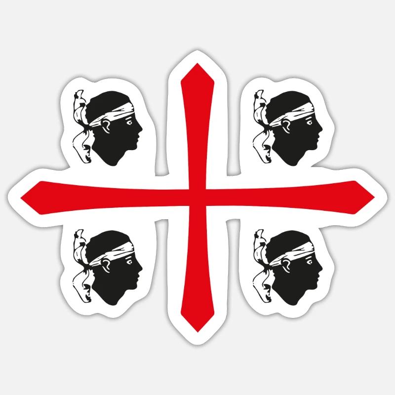 Drapeau Sardaigne drapeau Sardaigne Sardaigne - Sticker taille S (10 x 10 cm) - blanc mat