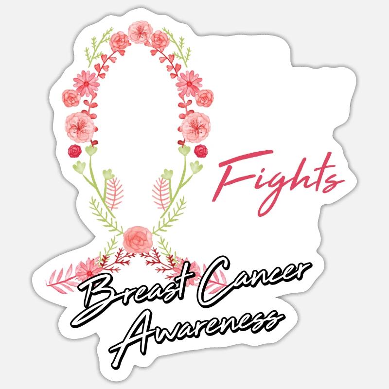 Brustkrebs Schleife Blume Kampf Chemo Geschenk Sticker Größe S (10 x 10 cm)