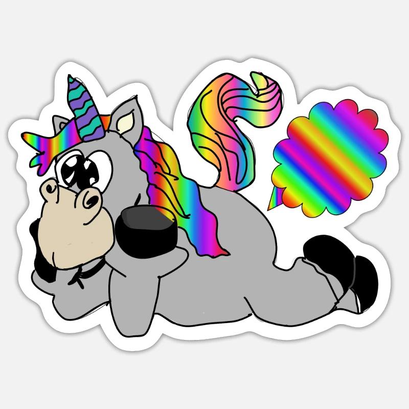 furzendes pupsendes Einhorn - Sticker Größe S (10 x 10 cm) - Mattweiß