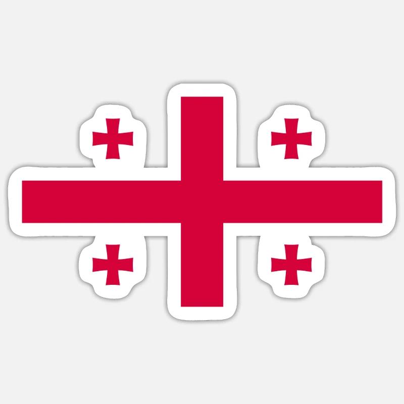 Géorgie - drapeau - Sticker taille S (10 x 10 cm) - blanc mat