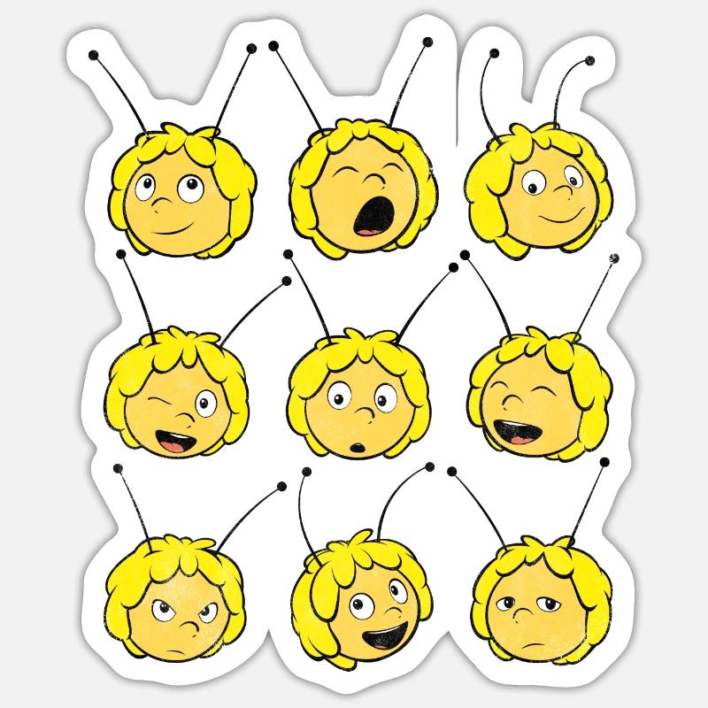 Maya L’Abeille Visages - Sticker taille S (10 x 10 cm) - blanc mat