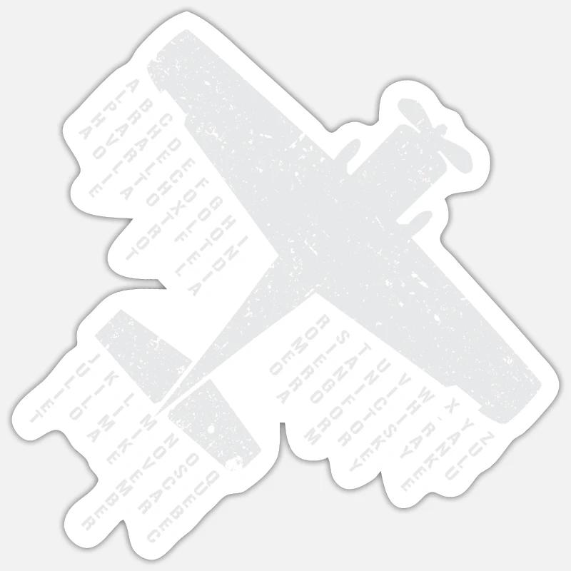 Flugzeug-Pilot Phonetisches Alphabet Geschenk - Sticker Größe S (10 x 10 cm) - Mattweiß