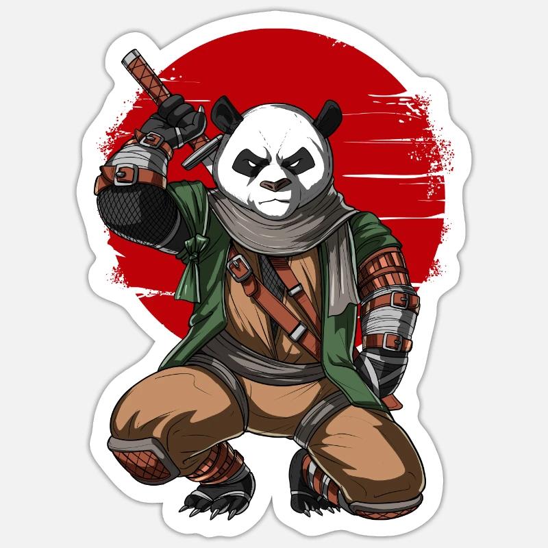 Panda Bear Ninja Samurai Sticker taille S (10 x 10 cm)