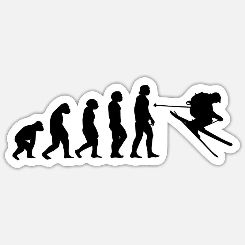 Tshirt Ski Evolution - Sticker taille S (10 x 10 cm) - blanc mat