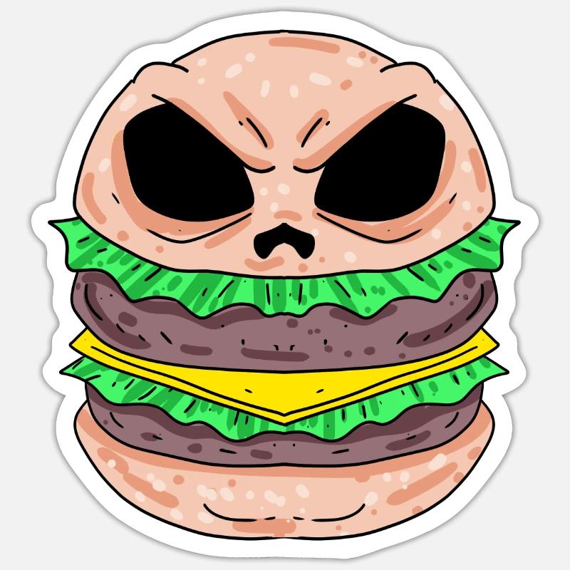 Totenkopf Burger Skull Burger - Sticker taille S (10 x 10 cm) - blanc mat