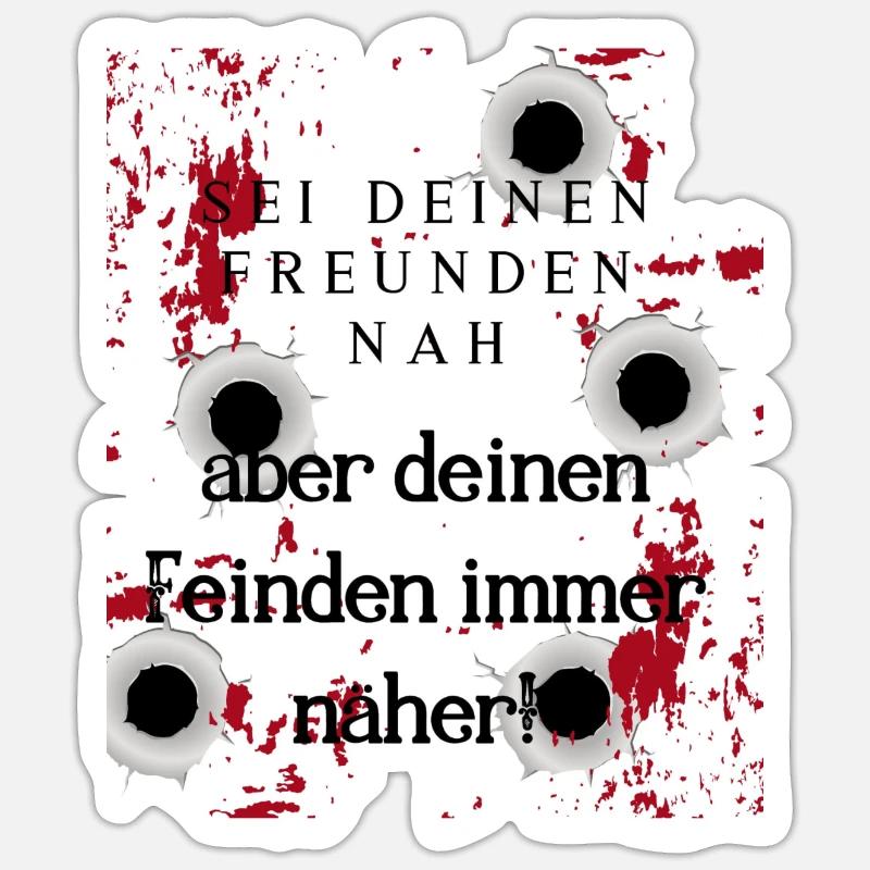 Amis ennemis - Sticker taille S (10 x 10 cm) - blanc mat
