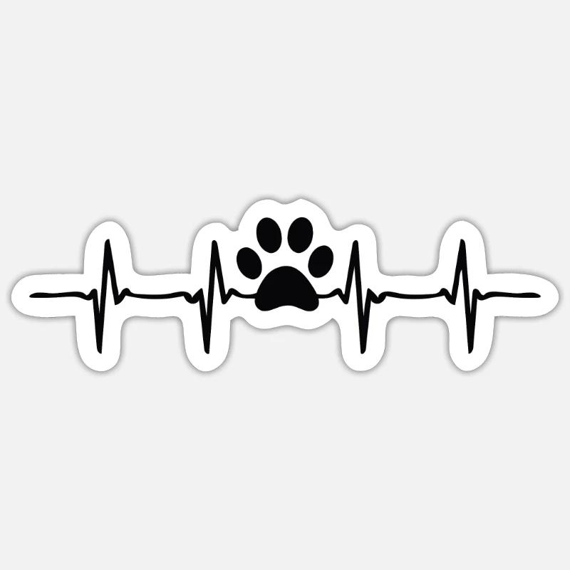 Chien et chat ensemble - Sticker taille S (10 x 10 cm) - blanc mat