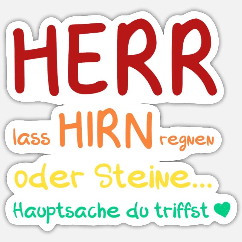 Herr lass Hirn regnen... oder Steine - Sticker Größe S (10 x 10 cm) - Mattweiß