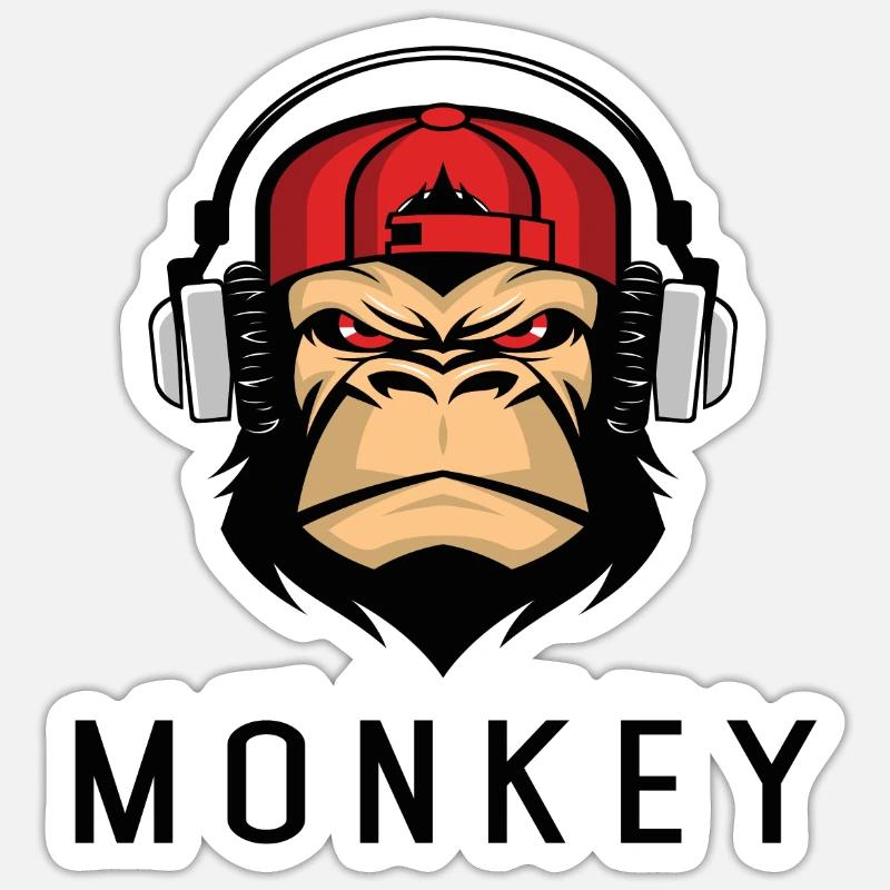Affe mit Kopfhöerer Sticker Größe S (10 x 10 cm)