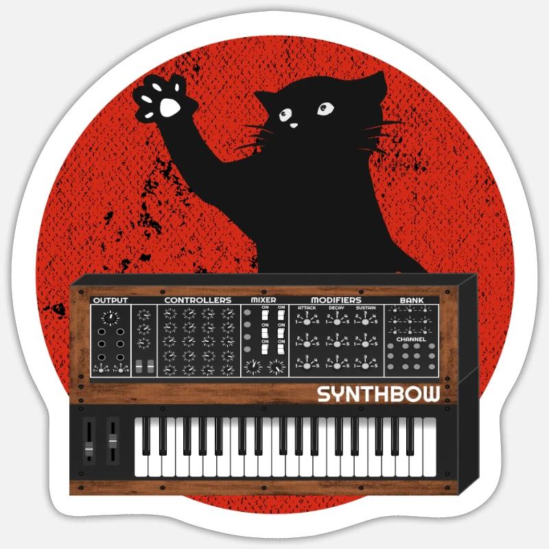 Synthesizer Retro Synth ADSR Analog Modular Katze Sticker Größe S (10 x 10 cm)