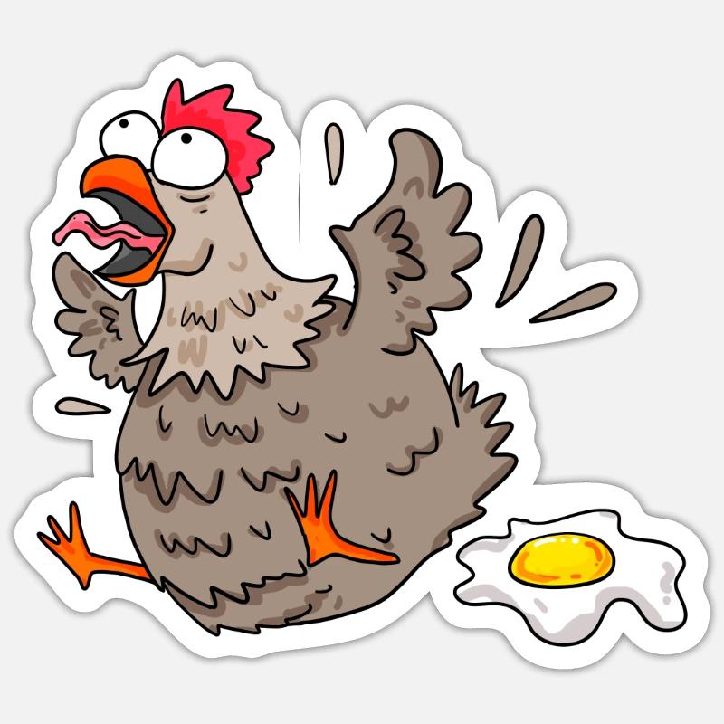 Funny chicken - Sticker size S (10 x 10 cm) - white matte