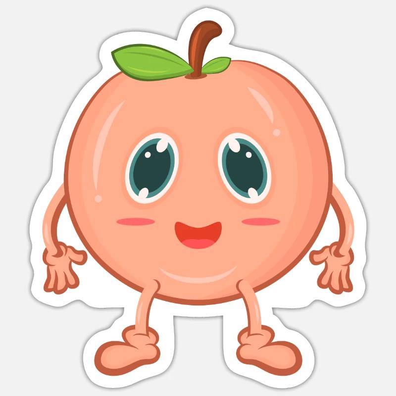 Pfirsich Comic Sticker Größe S (10 x 10 cm)