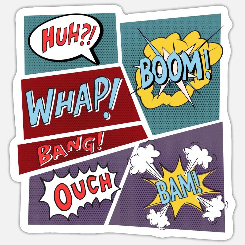 Comic Superhelden Comicbücher Kinder Geschenk - Sticker Größe S (10 x 10 cm) - Mattweiß