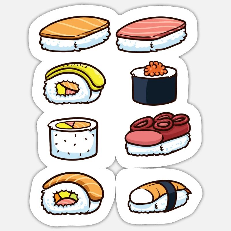 assiette de sushi - Sticker taille S (10 x 10 cm) - blanc mat