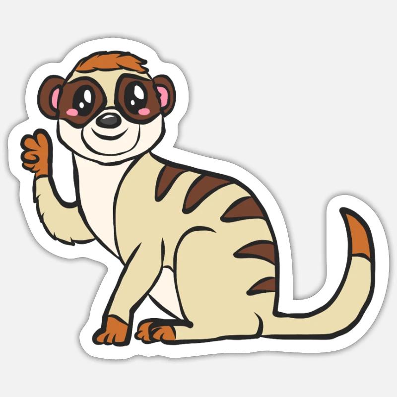 Erdmännchen - Sticker Größe S (10 x 10 cm) - Mattweiß