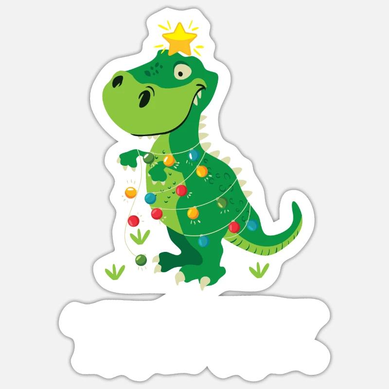 Funny Tree Rex Noël T-Rex Dinosaur Xm - Sticker taille S (10 x 10 cm) - blanc mat