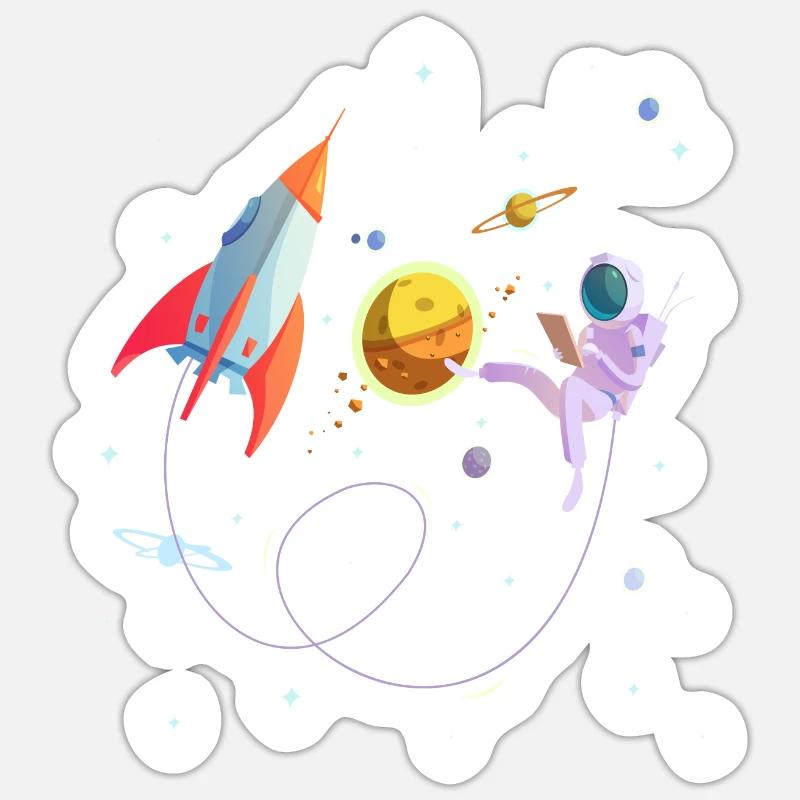 Fusée spatiale astronaute voyage dans l'espace Sticker taille S (10 x 10 cm)