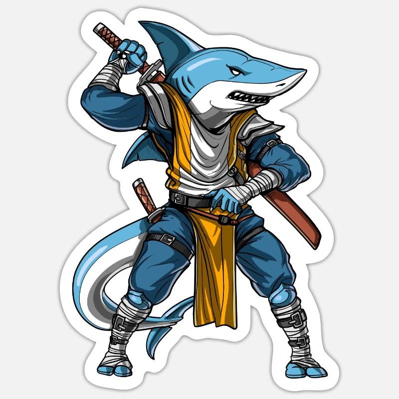Hai Samurai Ninja Sticker Größe S (10 x 10 cm)