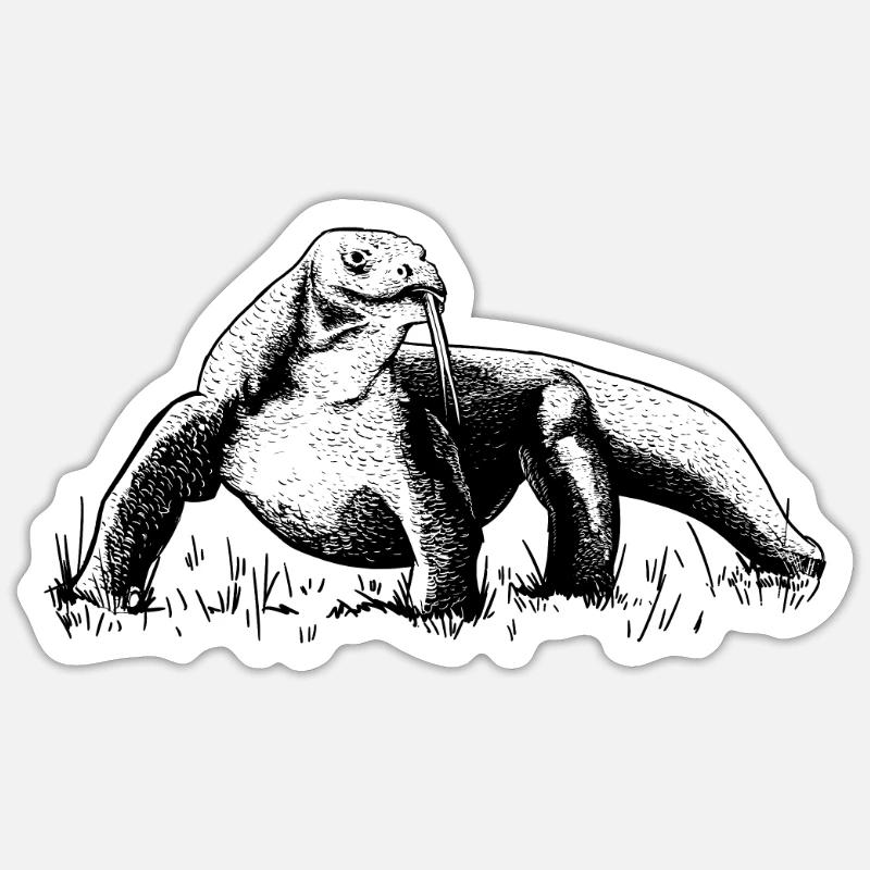 Komodowaran Komododrache Bindenwaran - Sticker Größe S (10 x 10 cm) - Mattweiß