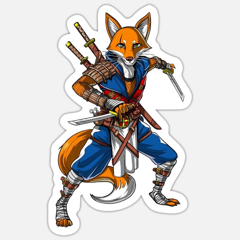 Fox Ninja Samurai - Sticker size S (10 x 10 cm) - white matte