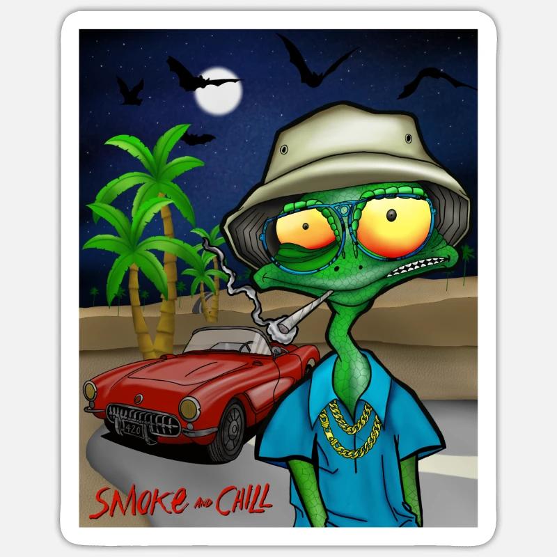 lucertola fumante - paura e disgusto Sticker formato S (10 x 10 cm)