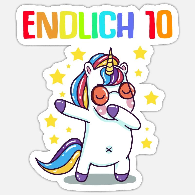 Endlich 10 - Sticker Größe S (10 x 10 cm) - Mattweiß