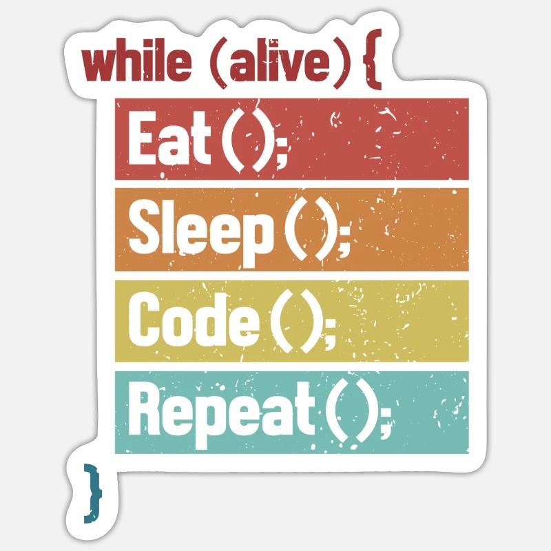 Eat Sleep Code Repeat Softwareingenieur Coder Sticker Größe S (10 x 10 cm)
