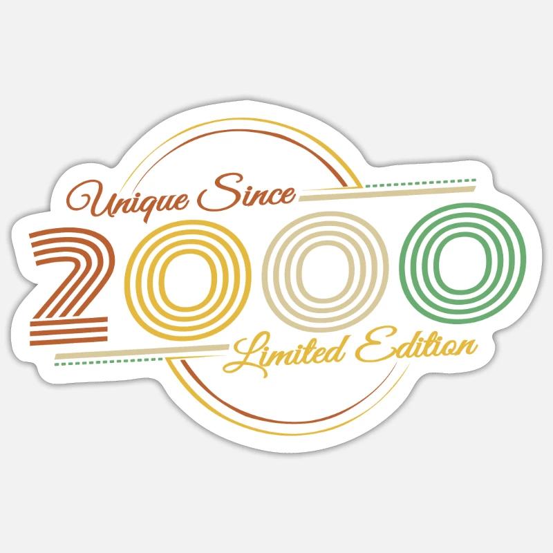 2000 Geburtstag Retro Unique Since 2000 - Sticker Größe S (10 x 10 cm) - Mattweiß