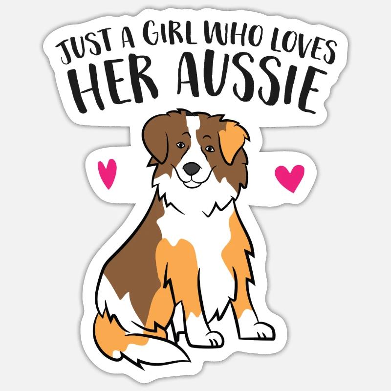 Nur ein Mädchen das Australian Shepherd Hunde - Sticker Größe S (10 x 10 cm) - Mattweiß
