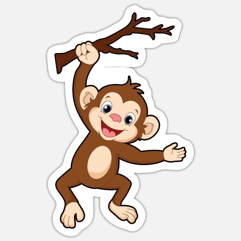 Monkey on branch - Sticker size S (10 x 10 cm) - white matte