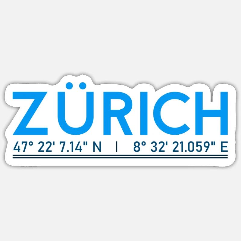 Zurich GPS coordinates Sticker size S (10 x 10 cm)