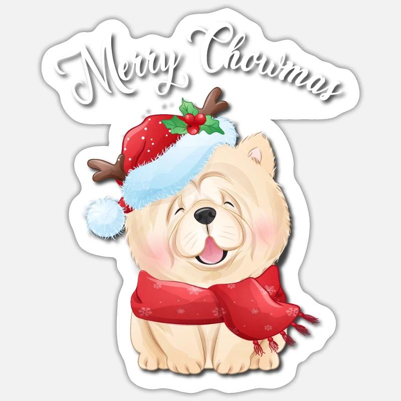 Chow Chow - Sticker taille S (10 x 10 cm) - blanc mat