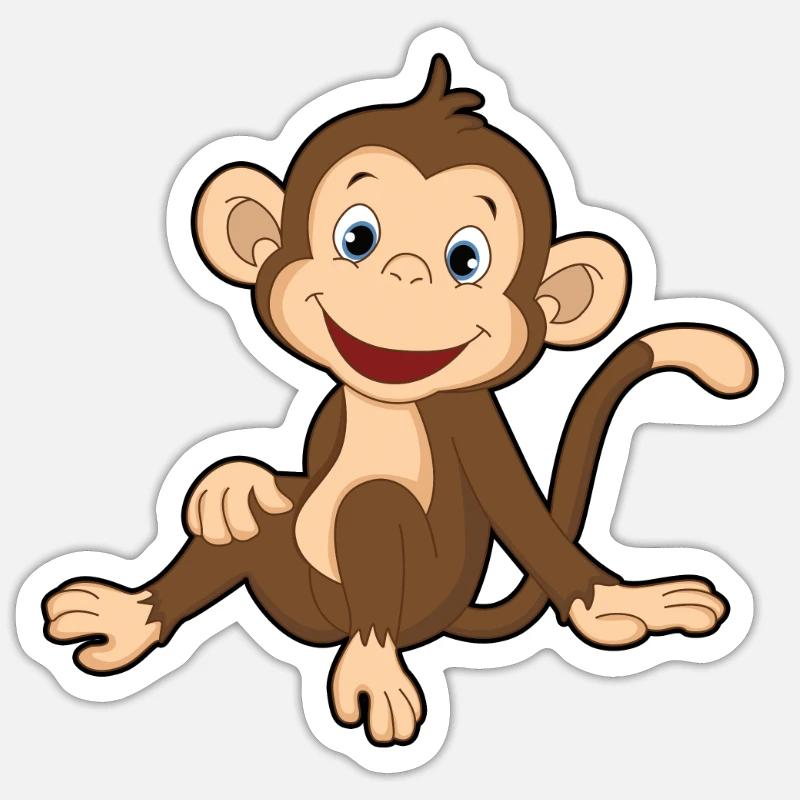Äffchen Affe Geschenk - Sticker Größe S (10 x 10 cm) - Mattweiß