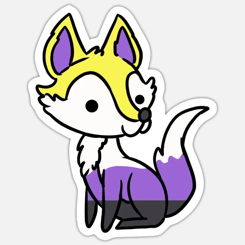 Nonbinary Fox Nonbinary Pride - Sticker size S (10 x 10 cm) - white matte