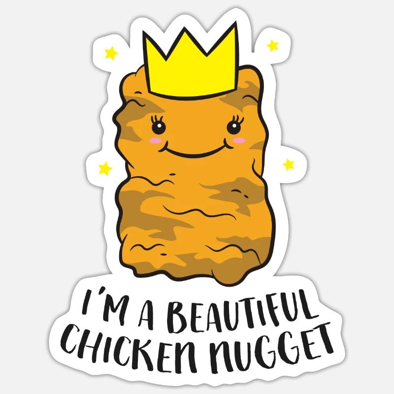 Ich Bin Ein Hüpsches Chicken Nuggets - Sticker Größe S (10 x 10 cm) - Mattweiß