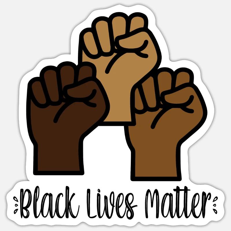 Solidarité BLM - Sticker taille S (10 x 10 cm) - blanc mat
