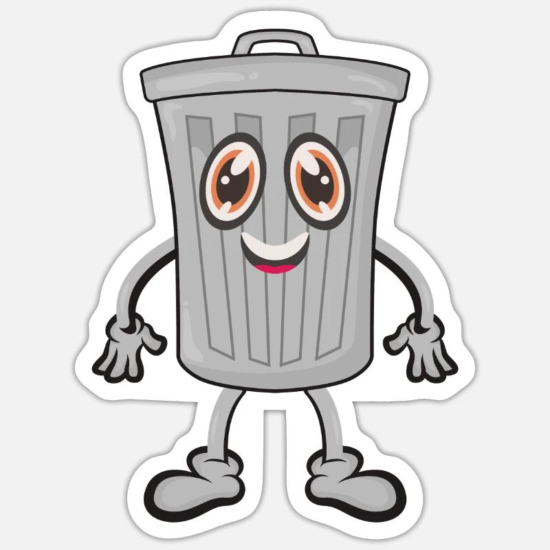 Garbage trash can - Sticker size S (10 x 10 cm) - white matte