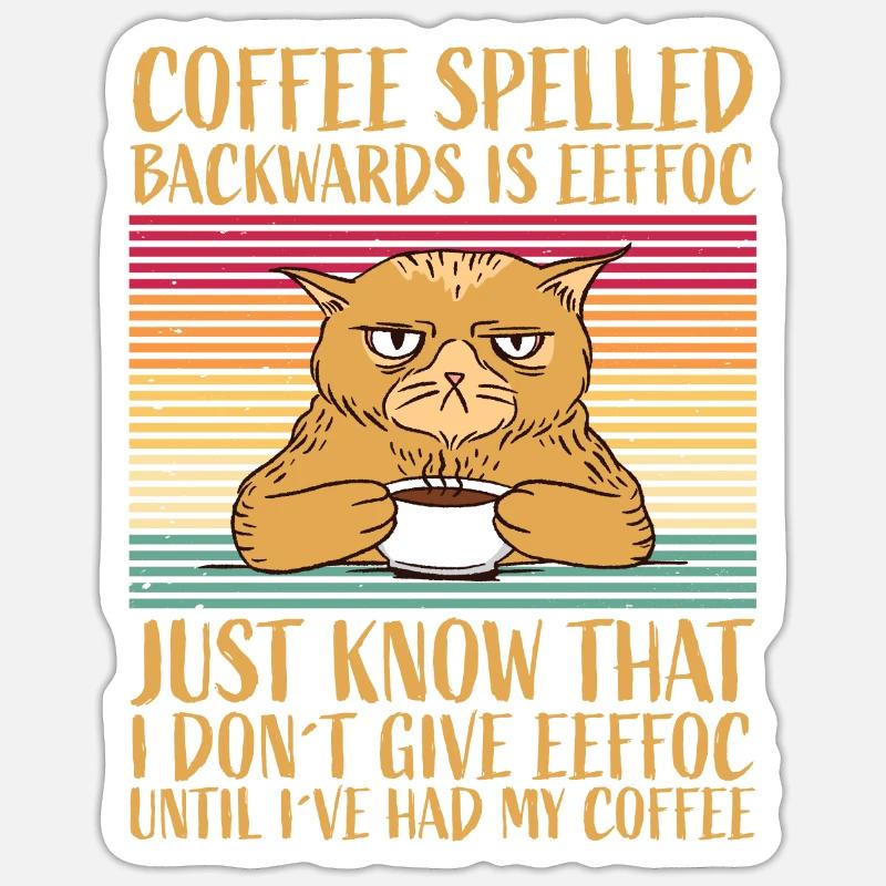 Café épelé à l'envers est caféine eeffoc café Sticker taille S (10 x 10 cm)