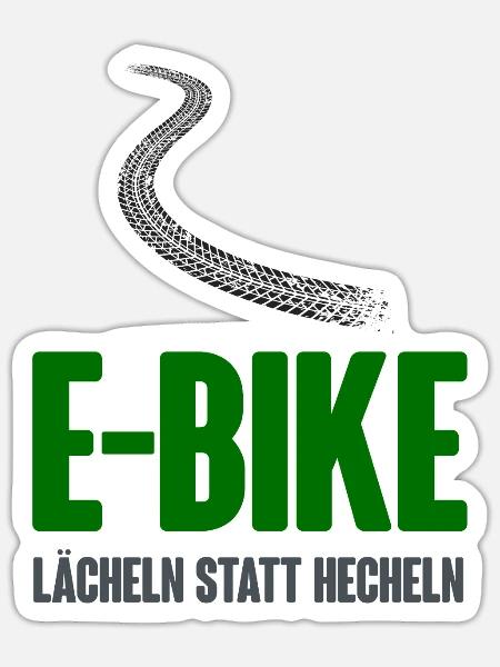 E-Bike - Lächeln statt hecheln - Sticker Größe S (10 x 10 cm) - Mattweiß