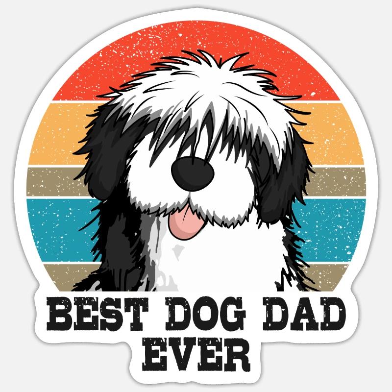 Caniche Bobtail - Sticker taille S (10 x 10 cm) - blanc mat