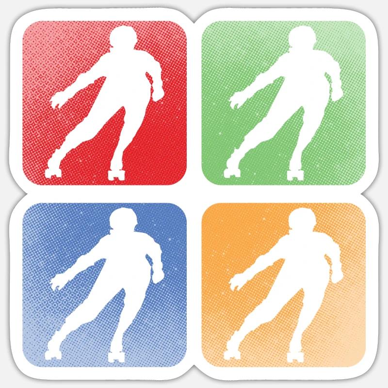 Inline Skating Pop Art Rollschuhe - Sticker Größe S (10 x 10 cm) - Mattweiß