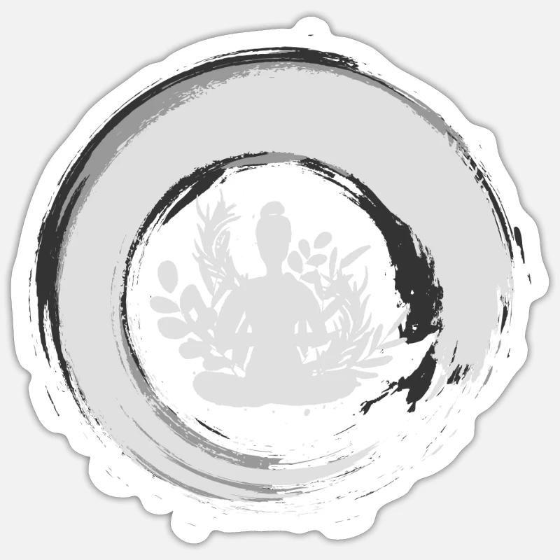 Bouddhisme Zen Circle - Sticker taille S (10 x 10 cm) - blanc mat