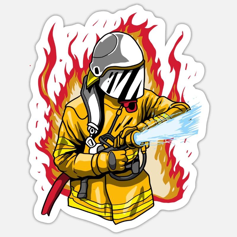 Pompier pompier pompier - Sticker taille S (10 x 10 cm) - blanc mat