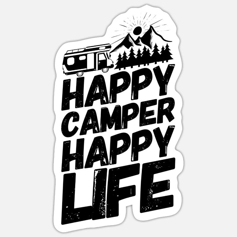Camping-car Camping Glück II - Sticker taille S (10 x 10 cm) - blanc mat
