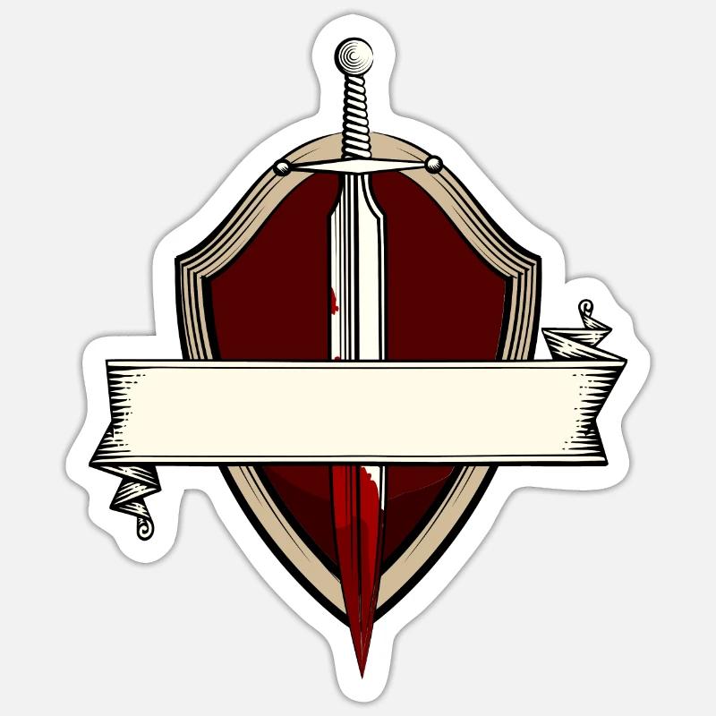 Épée bannière blason médiéval combat à l'épée Sticker taille S (10 x 10 cm)