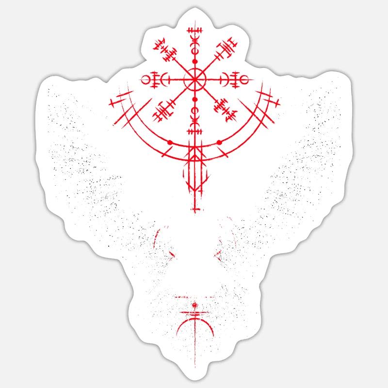 Corbeau d'Odin - Sticker taille S (10 x 10 cm) - blanc mat